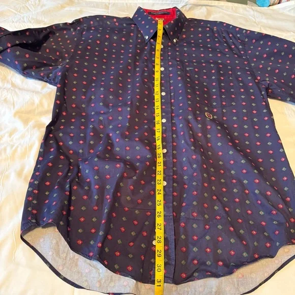 Vtg Tommy Hilfiger Geometric Button Up Long Sleeve Shirt Men’s L 100% Cotton - Picture 6 of 7
